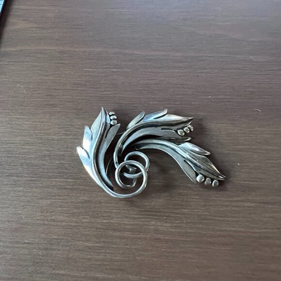 Vintage silver 925 signed three leaf pendant brooch - Picture 1 of 5